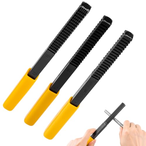 syizyen 3 Pieces Thread Repair Files Kit SAE & Metric Thread Restorer File Set with Safety Caps Rethreading Tool Kit for Screws Bolts & Plumbing