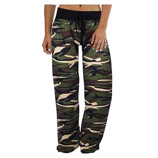 Smileyth Womens Wide Leg Lounge Pants Fashion Comfy Stretch Camouflage Print Elastic Waist Drawstring Loose Casual Pajama Pants