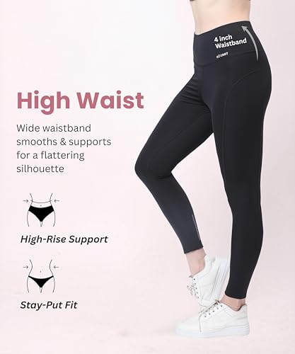 Image of GLAMORAS Women's Polyester Spandex High Waist Gym Leggings with Side Pocket, 4-Way Stretch, Squat-Proof, Moisture-Wicking Workout Tights for Running, Gym, Fitness, Training, Yoga & Activewear