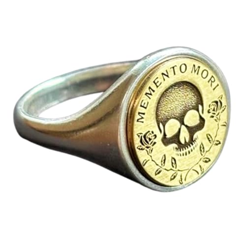 Chevalière crâne argent 925 | Bague ronde homme femme | Anneau US 5-12,5 LKDR_0805