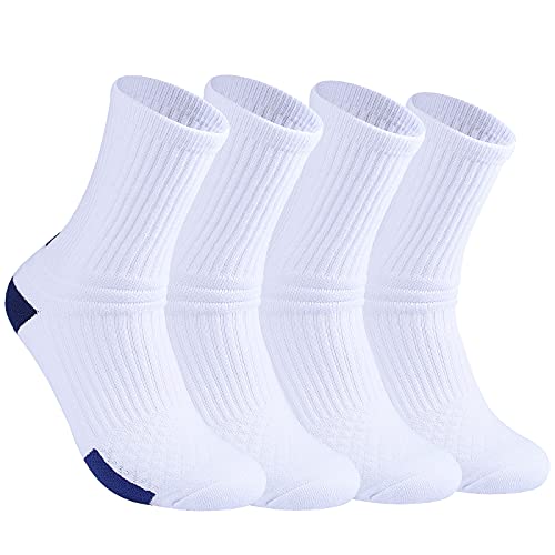 Finerview Elite Basketball Socks, 4 Pack Cushion Performance Crew Athletic Socks For Adult & Youth Kids thumb #1