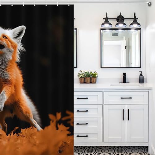 Rideau de douche renard en tissu polyester lavable et imperméable 183x183cm - 5
