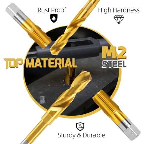 Image of 1 /2-14 NPT Pipe Tap and 23 /32 inch Drill Set,M2 HSS Hand Threading Plumbing Tap