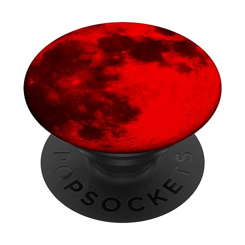 Full Moon Space Art -Red Moon- PopSockets Swappable PopGrip, Black