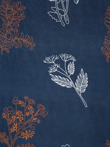 Image of Home Sizzler 210TC Midnight Bloom Elastic Fitted Single Bedsheet (72X36 Inch) with 1 Pillow Cover, Blue