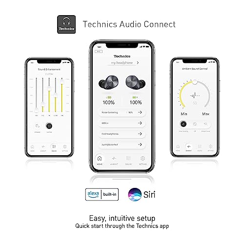 Image of Technics HiFi True Wireless Multipoint Bluetooth Earbuds with Advanced Noise Cancelling, Impressive Call Quality Using JustMyVoice Technology, Alexa Built in, EAH-AZ60-K (Black)
