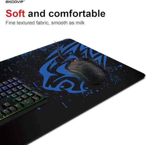 Image of KRESHU Leopard Non-Slip Rubber Base Mouse Mat 700 * 300 * 2mm Large Size Table Mat Stitched Edge Mousepad Gaming Mat Desk Mat Suitable for PC, Computer, Laptop (Blue Leopard, 1-Pcs)