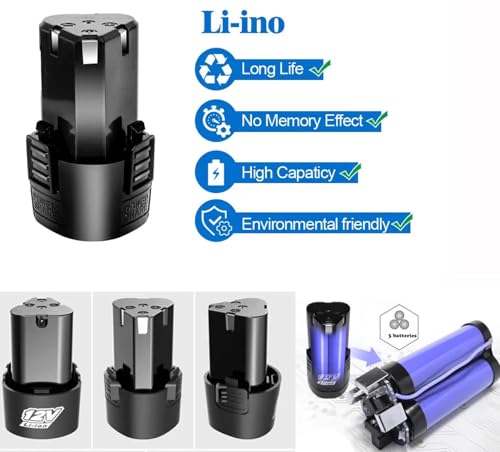 Image of Cordless Drill 12V Lithium-ion | 1.5Ah Rechargeable 220V - 50 /60Hz 12VDC 3A | Replacement Battery for Cordless Drill (12V Battery)