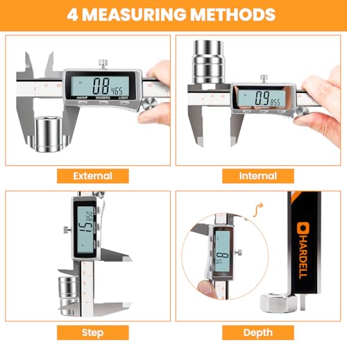 Image of HARDELL Digital Caliper 12 Inch, Rechargeable All Metal Electronic Micrometer with Backlit LCD, Inch /mm /Fraction Conversion, Auto-Off - Measuring Tool for DIY, 3D Printing, Workshop & Household