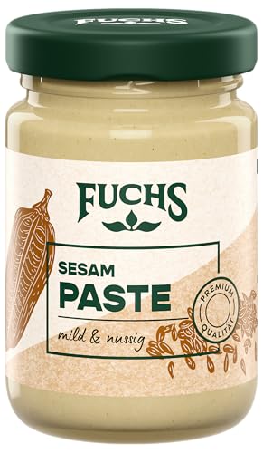 Fuchs Gewürze - Sesam Würzpaste | Mild-nussige Paste mit natürlichen Zutaten mit 77% Sesam | Ideal zum Verfeinern von orientalischen Speisen | 80 g in wiederverschließbarem Glas