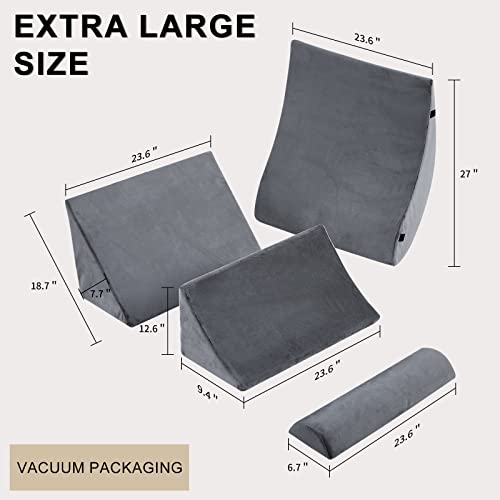 Homemate 4Pcs Orthopedic Bed Wedge Pillow Set, Post Surgery Foam Pillows For Back, Neck And Leg Pain Relief, Adjustable Wedge Pillow For Sleeping-Acid Reflux,Anti Snoring, Heartburn & Gerd Sleeping #TOP7