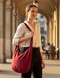 PANASIAM Schulterbeutel Damen & Herren, große & leichte Baumwolltasche, Umhängetasche mit Reißverschluss, Unisex Schultertasche, mittelgroße Tasche, schwarz