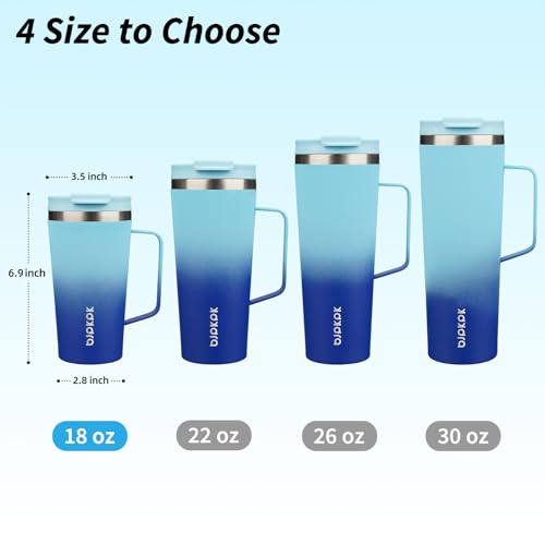 Image of BJPKPK 18oz Insulated Tumbler with Handle, Lid & Straw, Stainless Steel