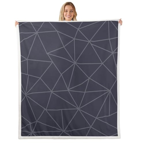 feelingyou Manta de forro polar de triángulo geométrico, tamaño X simple líneas abstractas decoración manta lanzar para niños adolescentes moderno arte geométrico gris decoración del hogar para