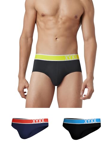 Image of XYXX Men's Dynamo & Volt Tencel Micromodal Regular Fit Solid Antimicrobial Briefs with No Marks Waistband (Pack of 3)