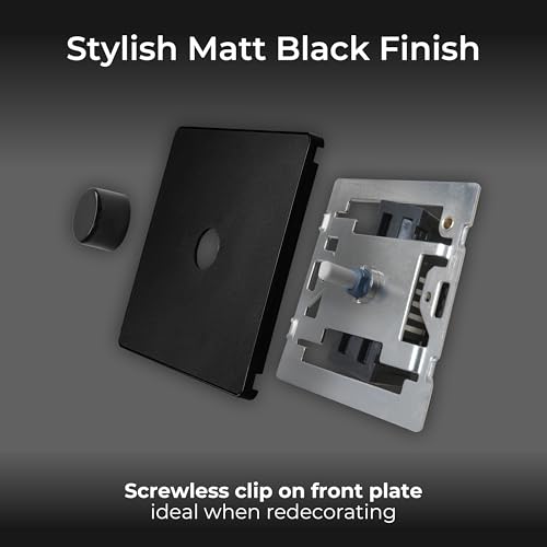BG Electrical Intelligent Single Wall Dimmer Switch, 2 Way, Screwless Front Plate, Evolve, Matt Black, 200W, PCDMB81B - Image 3