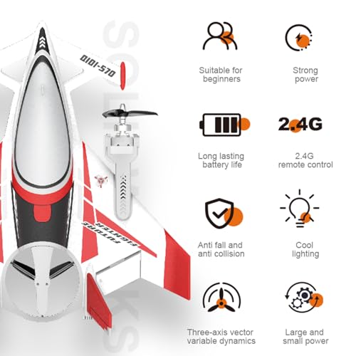 Image of FLYCOLOR QIDI 570 RC Airplane 2.4Gh 6CH RC Glider Fixed Wing Aircraft 3 Flight Models Brushless RC Helicopters Vertical Takeoff RC Glider (Red)