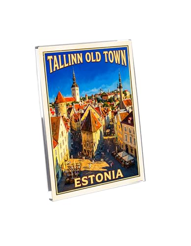 Acrylic Fridge Magnets All Europe Souvenir Retro Vintage Art 2x3 Inches Magnet (Estonia Tallinn)