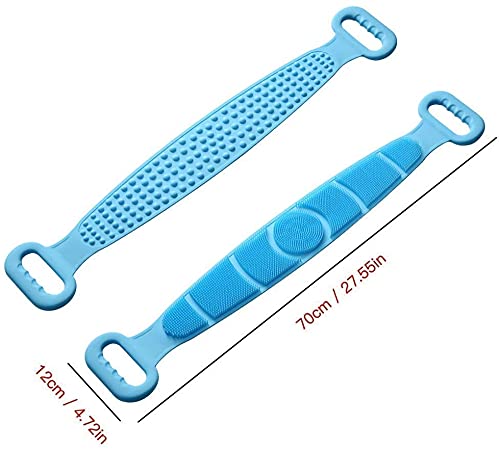 Krupanidhi Body Wash Silicone Body Scrubber Belt Double Side Shower Belt Removes Bath Towel Waterproof Easy Foot Cleaner Cleaning Brush Scrubber for baby (Random Color) 3