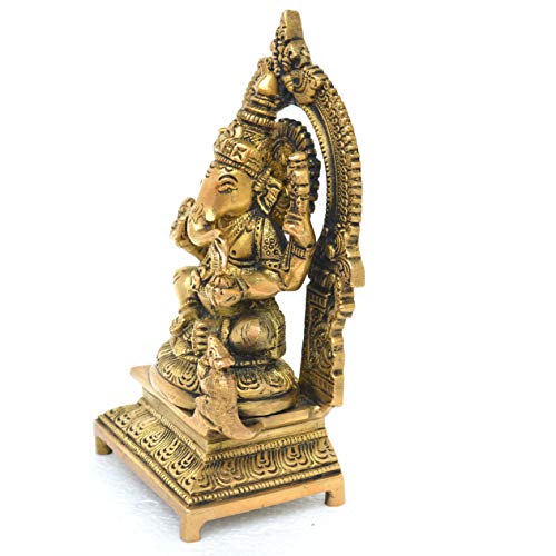 Aakrati Lord Ganesha Sitting Statue On A Throne Made Of Brass - Best Religious Gift #TOP4