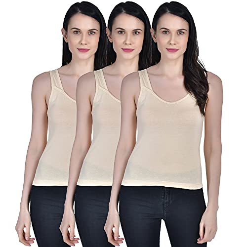 Image of Aimly Women's Regular Fit Sleeveless Cotton Camisole Slip Spaghetti | Combo Pack of 3