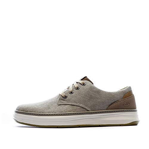 Skechers Canvas Moreno-Zapatos Oxford de Lona para Hombre, Caqui, 44 EU