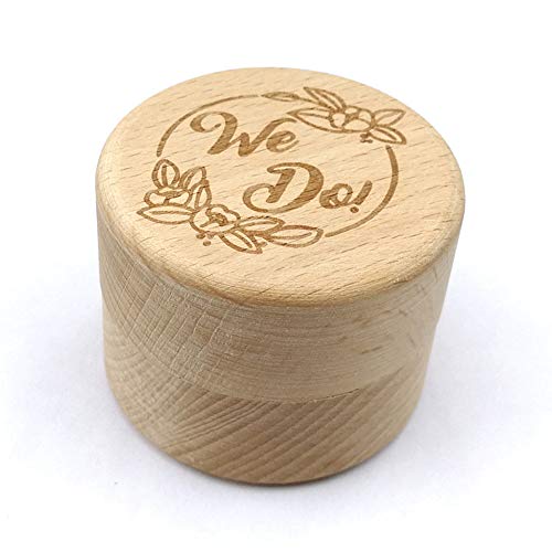 Baugger - Caixa de anel de casamento de faia redonda de madeira com letra que fazemos na superfície