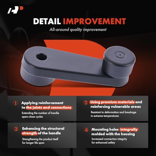 Image of A-Premium 2Pcs Window Crank Handles Compatible with Freightliner Classic FLD132 2003-2007, FLD112 2003-2006, FLD120 1991-1996 /2003-2007, FLD120SD, Textured Black, 2-PC Set, Driver & Passenger Side