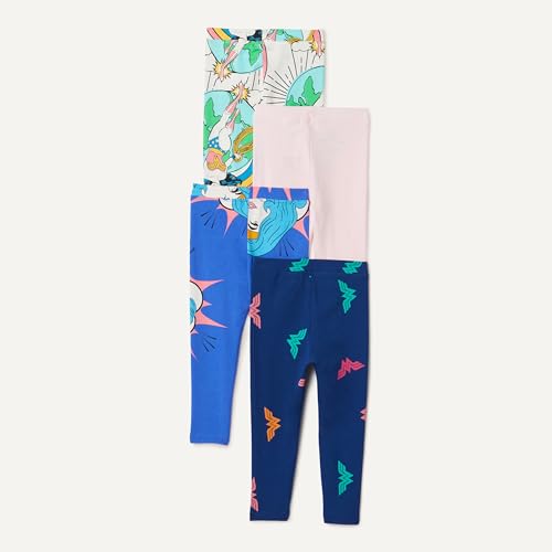 Image of Amazon Essentials Girls' Cotton Stretch Leggings, Multipacks