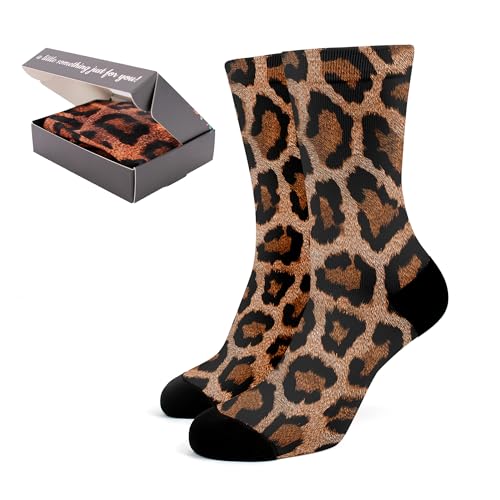 AKENHZY Leopard Print Socks for Women Girls Crew Socks Gifts for Leopard Lover