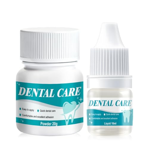 SHOPPGO Zahnkleber für Kronen, Zahnfüllung Selbsthärtend Dauerhaft für Karies, Zahnzement Selbsthärtend Dauerhaft, Verlorene Füllungen, Brücken, Kronen, Füllungen, Schnelltrocknend, 4 Stück
