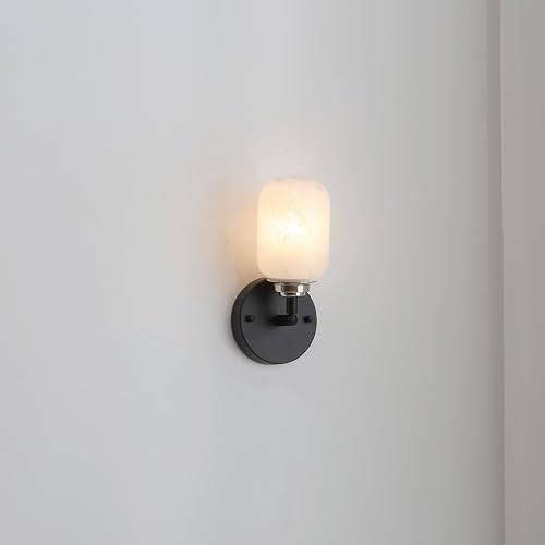 VidaLite Seren 1-Light Matte Black Wall Sconce Light with Handmade Glass Shades,