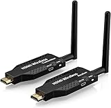 trasmettitori audio video hdmi 【Trasmissione wireless HDMI di alta qualità】 La tecnologia standard di trasmissione del trasmettitore e del ricevitore HDMI wireless rende l'efficienza della trasmissione più veloce e più stabile. Latenza di soli 129 ms (quasi in tempo reale). il kit ricevitore trasmettitore HDMI wireless fino a 50 m tra laptop e display collegato.