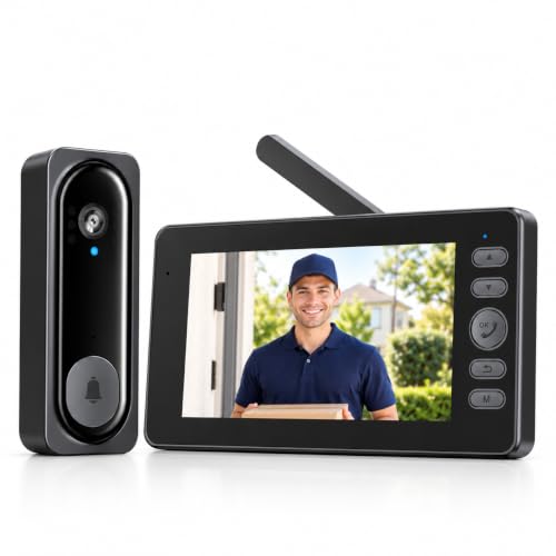 TKMARS Doorbell Camera Wireless No Subscription with 4.5" Indoor Monitor