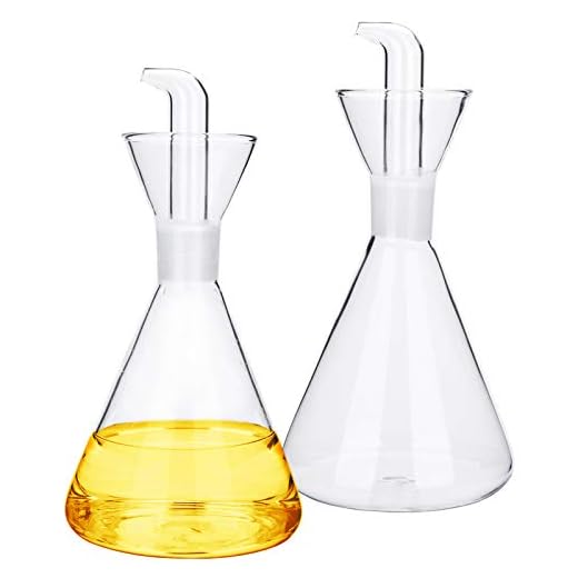 Bekith 2 Pack 16 oz Glass All-Purpose Cruet, Olive Oil Dispenser Oil Glass Bottle with No Drip Bottle Spout, Oil Pourer Dispensing Bottles Vinegar Dispenser Glass Cruet Bottle for Kitchen