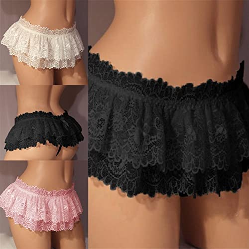 Mens Panties Crossdress Underwear Sexy Soft Ruffled Skirted Panties Lingerie Underwear Thong (Color : Pink, Size : XL)2