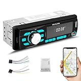 GOHHDL Bluetooth 5.1 Autoradio 1-DIN, Bluetooth-Telefonie, Autoradio mit UKW-Empfang, App-Steuerung, Speicherfunktion bei Ausschalten, AUX/TF/USB-Anschlüssen und 7-Farbiger Hintergrundbeleuchtung