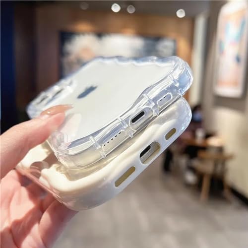Image of KC Back Cover for Samsung Galaxy A35 5G Curly Wave Frame Shape Shockproof Bumper Soft Silicone Case with Camera Protection (Transparent)