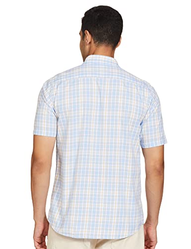 Image of Arrow Sports Checkered Oxford Slim Fit Casual Shirt Blue