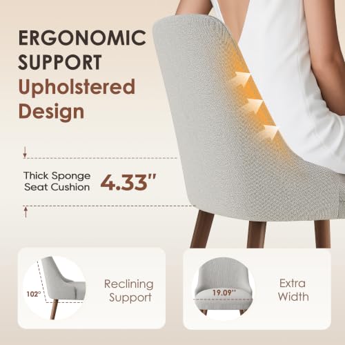 Image of MALOL Dining Chairs Set of 4, Upholstered Dining Room Chair with Wood Legs, High-Back Padded Kitchen Chairs for Dining Room /Restaurant /Cafe, Light Grey