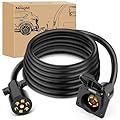 Nilight 7 Way Trailer Plug Extension Cord 12 Feet Heavy Duty 7 Pin Wiring Harness Cable 10-14 AWG Double-Prong Copper Terminals Wires for 7-Blade RV Tow Wiring Connector-12FT