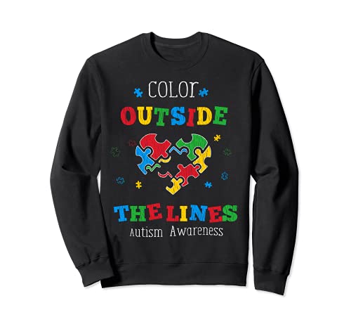 Farbe außerhalb der Linien Liebe Autistic Kids Autismus Bewusstsein Sweatshirt