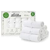 House of Bambu Bamboo Washcloths Baby Ultra Soft 6-Pack Set, 100% Organic Bamboo Baby Washcloths, Reusable Bamboo Baby Wipes, Hypoallergenic Pure White, Sensitive Skin, Gender Neutral Bathing Gift Set