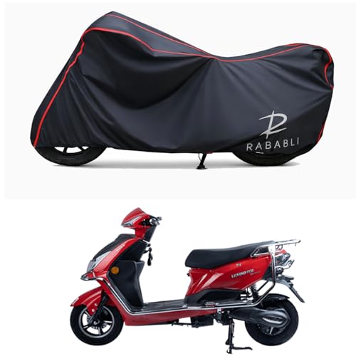 Image of Waterproof Bike Body Cover Compatible for | Tunwal Mini Lithino 48V | Taffeta Fabric, Red Piping Design, Bottom Elastic Fit | Dustproof, Sun UV & Rain Protection for All Bikes