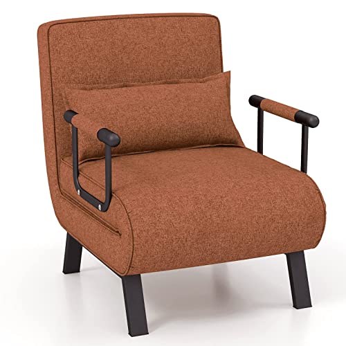COSTWAY 4 in 1 Poltrona Letto Singolo, Poltroncina Pieghevole con