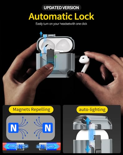 Image of Pohgelan Compatible with AirPods 4 Case (Silver) | Magnetic Automatic Lock with Phone Stand & Cleaning Kit,Compatible with Magsafe