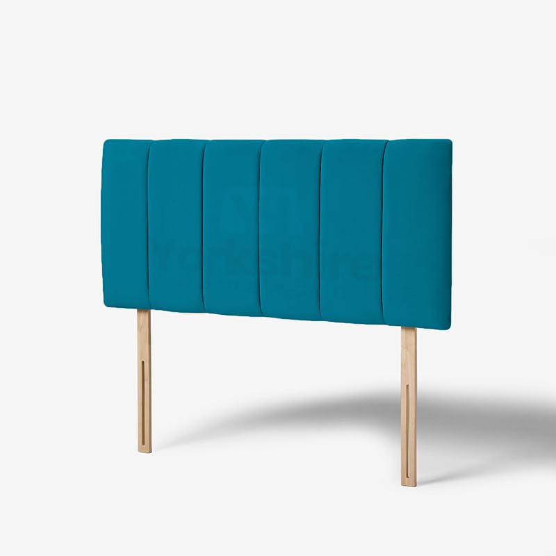 YORKSHIRE HOMEWARE Bed Headboard Portland Elegant Chesterfield Plush Velvet 20" Height Padded Lined Panelled Headboard for Divan Beds (Lined Headboard, Teal, 3ft Single)