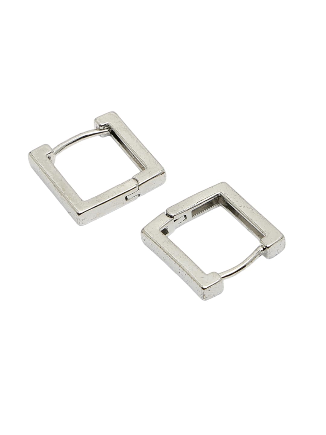 nvr Earrings for Men and Boys | Silver-Plated Geometric Shape Hoop Earrings for Men | Stainless Steel Hoop Earrings |Birthday Gift for Men and Boys Anniversary Gift for Husband-picture-27