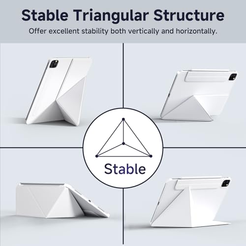 Magnetic Cover for iPad Air 11-inch (M3/M2, 5th/4th Gen) & iPad Pro 11-inch (2022/2021/2020), Stain-Resistant Slim Folio with Portrait/Landscape Stand, 4 Adjustable Angles, Cover Auto Wake/Sleep,White by Tiaota - Used condition - Image 4