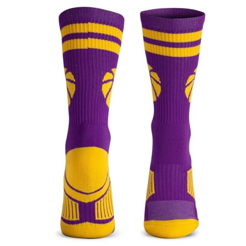 Image of ChalkTalkSPORTS Basketball Socks - Cushioned Mid-Calf Crew - Youth & Adult | Moisture-Wicking Performance Blend, Athletic Basketball Gear, Stay-Up Technology, Arch Support, Breathable, Boys and Men